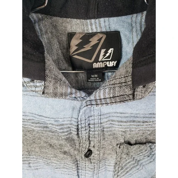 Amplify Convertible Hoodie Size Medium Blue Sky Stripe Outdoor Adventure Shirt - Picture 2 of 10